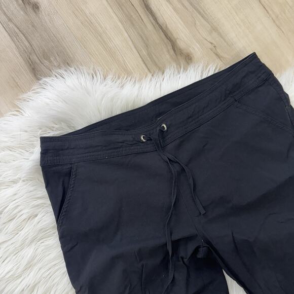 Women's prAna Capri Crop M Medium Black Stretch Drawstring Wide Leg Mid Ripstop - Picture 2 of 4